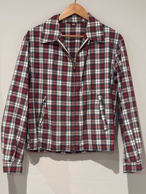 Zero King Plaid Jacket Vintage Women’s Size 42 Red Green Full Zip Retro